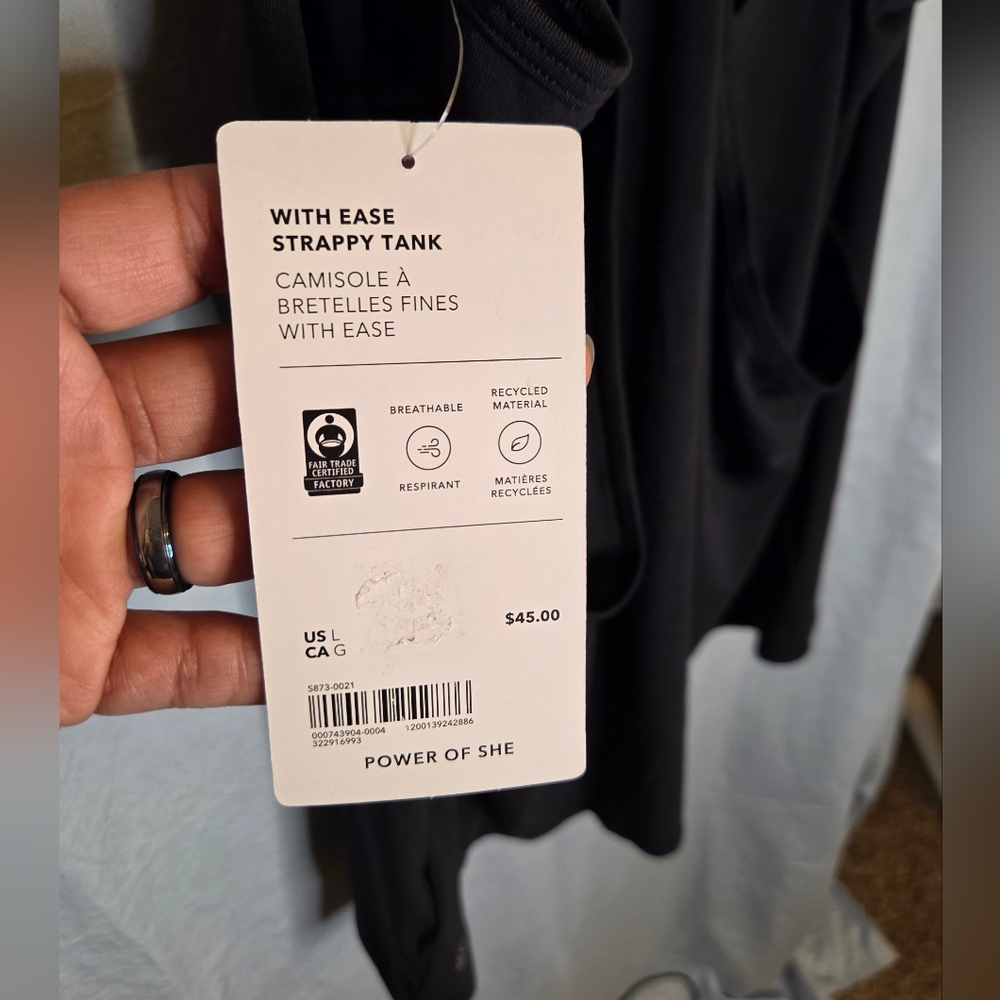 G381. NWT Athleta With Ease Strappy Tank in Black - Size L - Picture 5 of 6